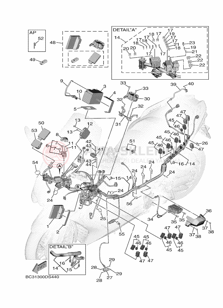 Schemat "układ elektryczny" do Yamaha TMAX DX ABS