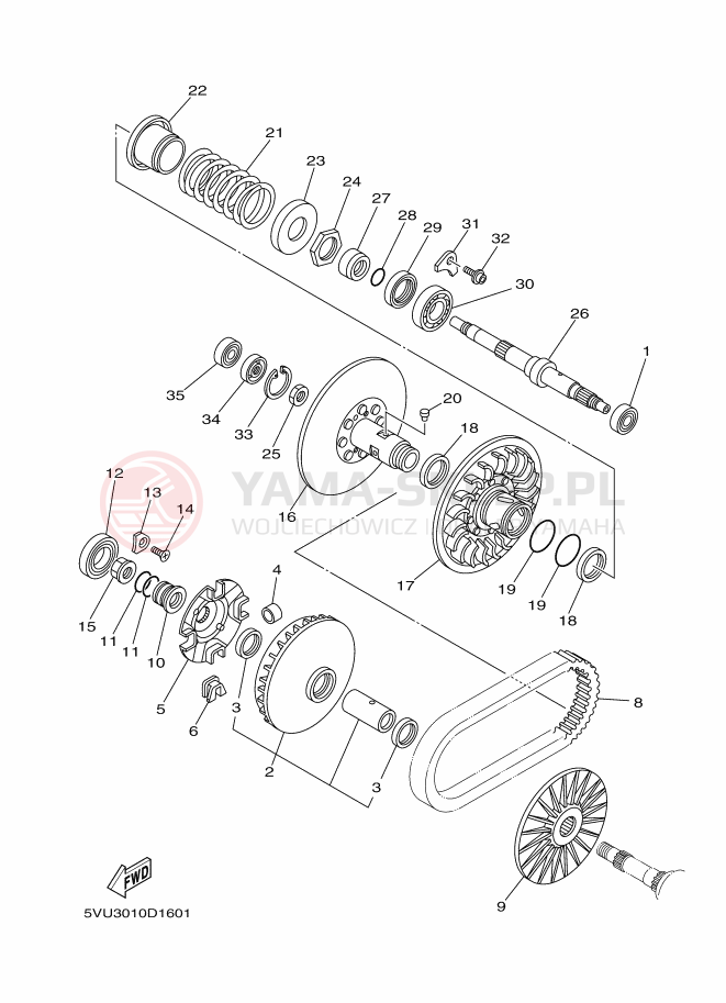 Schemat "sprzęgło" do Yamaha TMAX