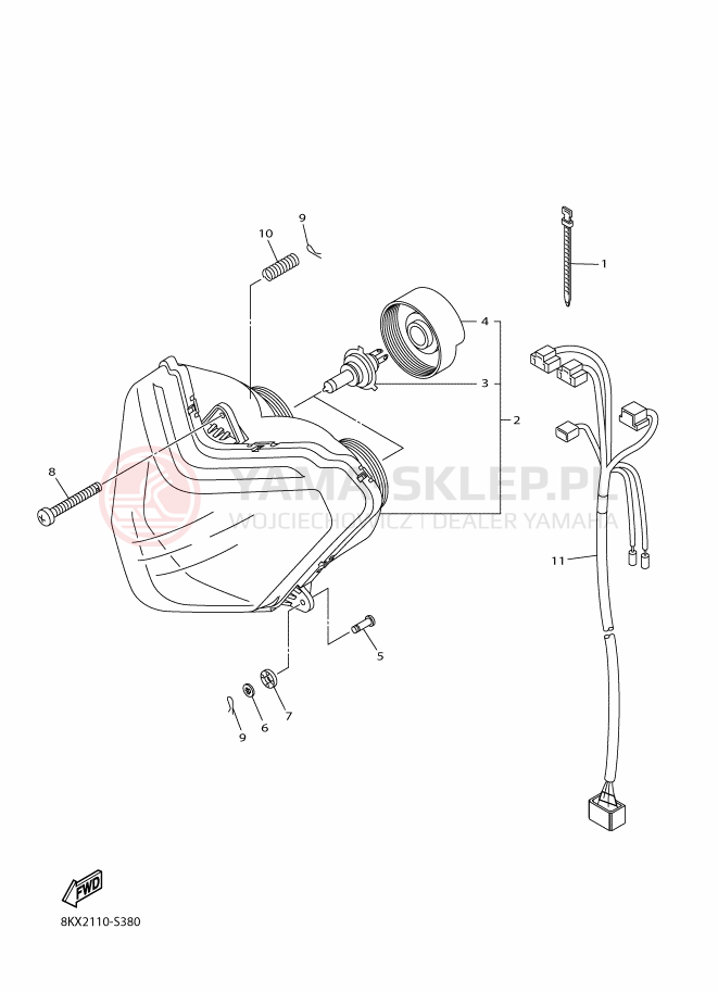 Schemat "Lampa przód" do Yamaha VK540V