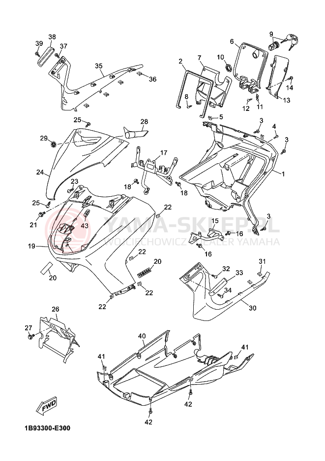 Schemat "Nadwozie przód" do Yamaha X-MAX 250