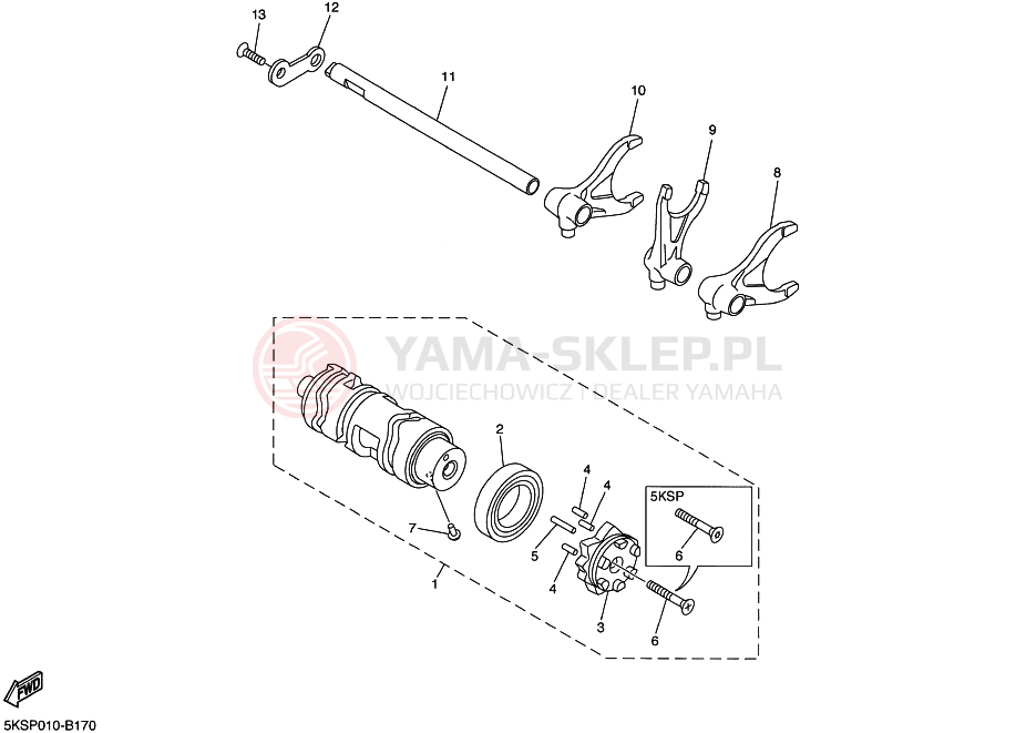 Schemat "Wodziki, automat" do Yamaha XVS1100A DRAGSTAR 1100 CLASSIC