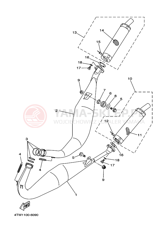 Schemat "Wydech końcowy" do Yamaha TZ250