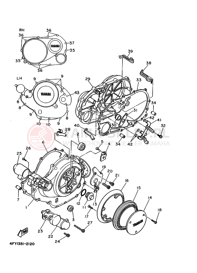 Schemat "Pokrywa silnika" do Yamaha XV750 VIRAGO