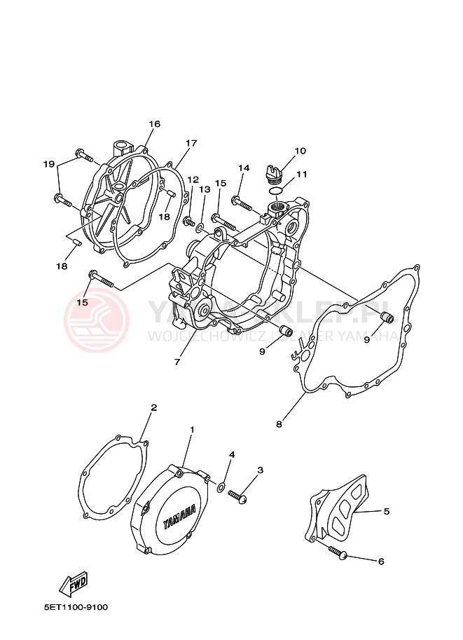 Schemat "Pokrywa silnika" do Yamaha YZ125