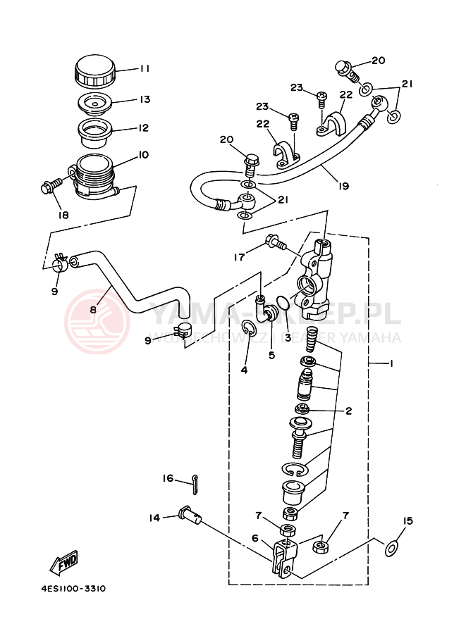 Schemat "Pompa hamulcowa tył" do Yamaha YZ80