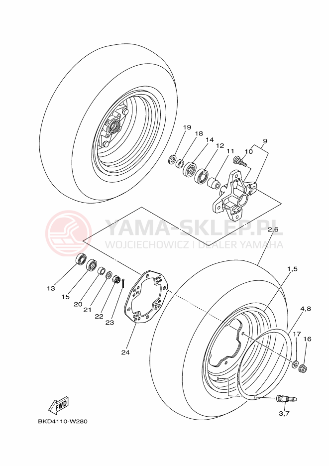 Schemat "Koło przód" do Yamaha YFZ450R