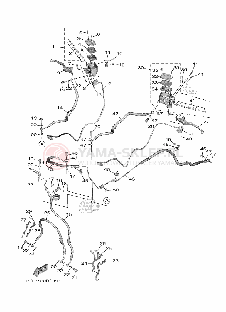 Schemat "Pompa hamulcowa przednia" do Yamaha TMAX DX ABS