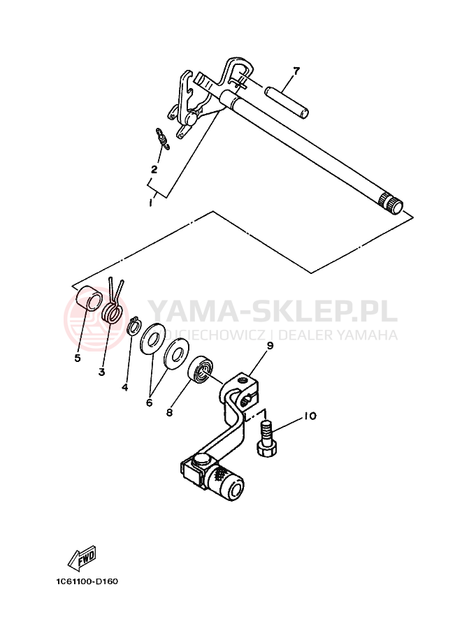 Schemat "Dźwignia zmiany biegów, wałek" do Yamaha TT-R230 TTR230V