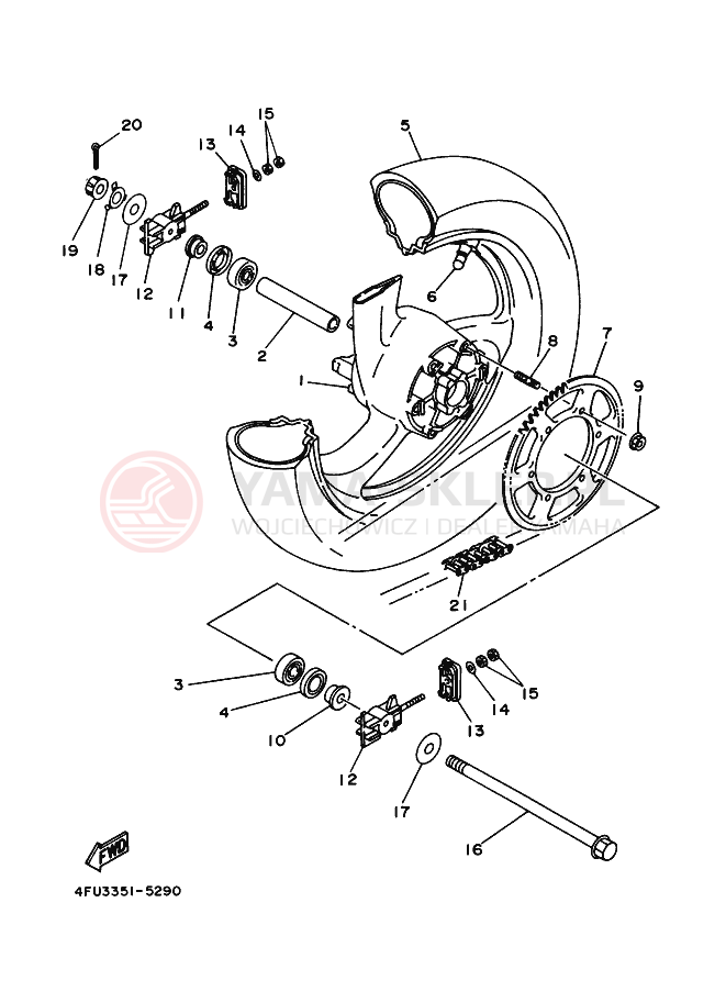 Schemat "Koło tył" do Yamaha TDR125