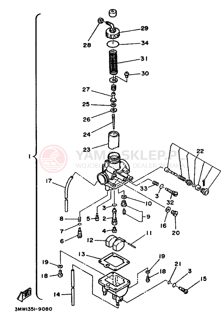 Schemat "Gaźnik" do Yamaha SR125