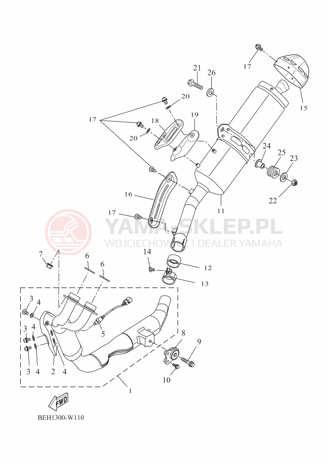Schemat "Wydech końcowy" do Yamaha TENERE 700