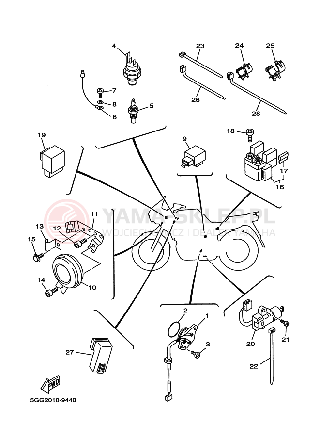 Schemat "układ elektryczny" do Yamaha TDM850