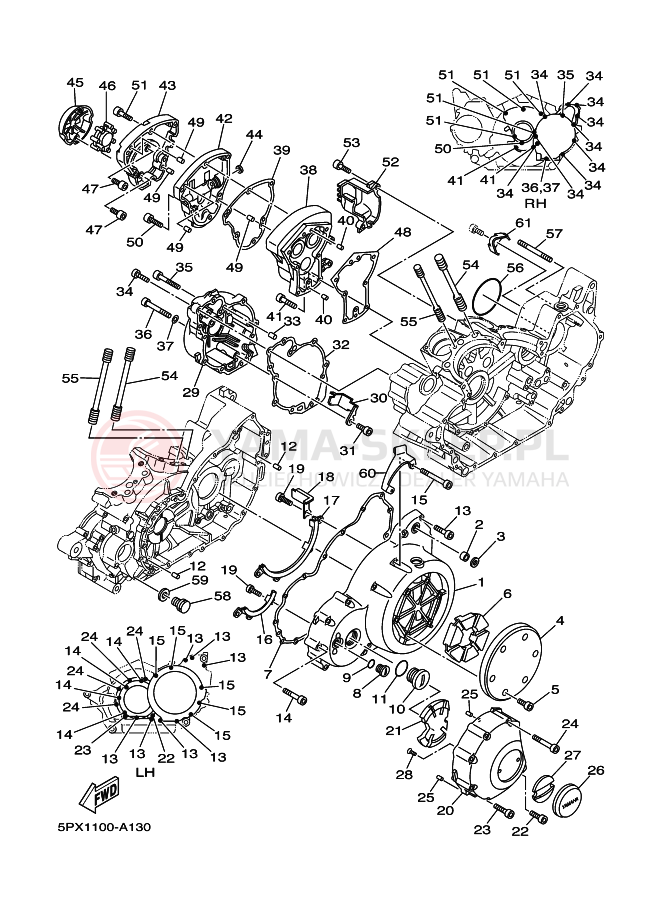 Schemat "Pokrywa silnika" do Yamaha XV1700PC XV17PC XV17PCP ROAD STAR WARRIOR