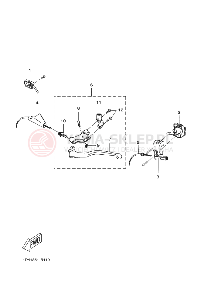 Schemat "Kierownica i osprzęt" do Yamaha DT50SM