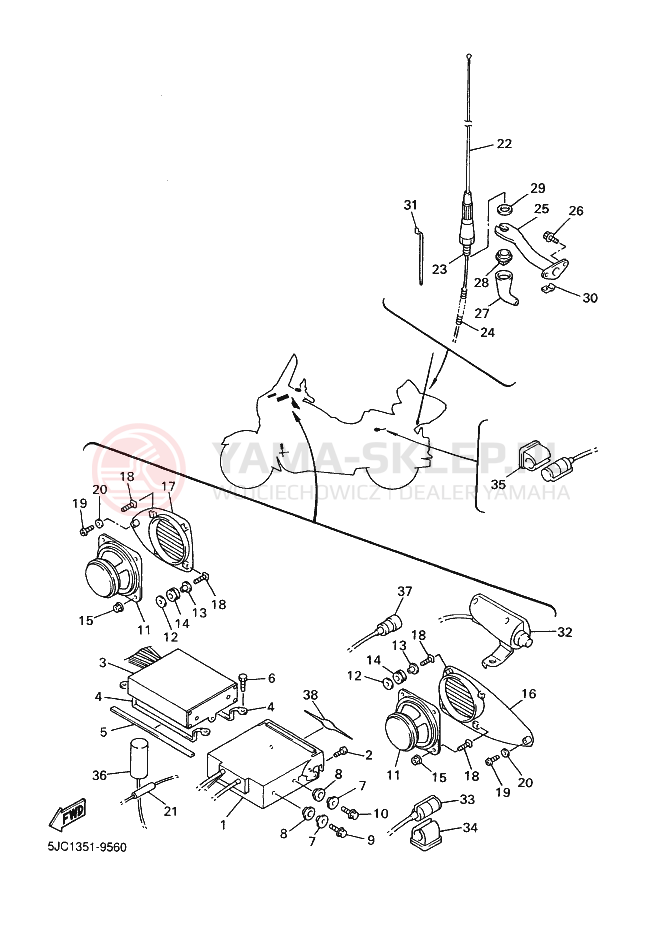 Schemat "Wyposażenie audio" do Yamaha XVZ13TF ROYALSTAR VENTURE