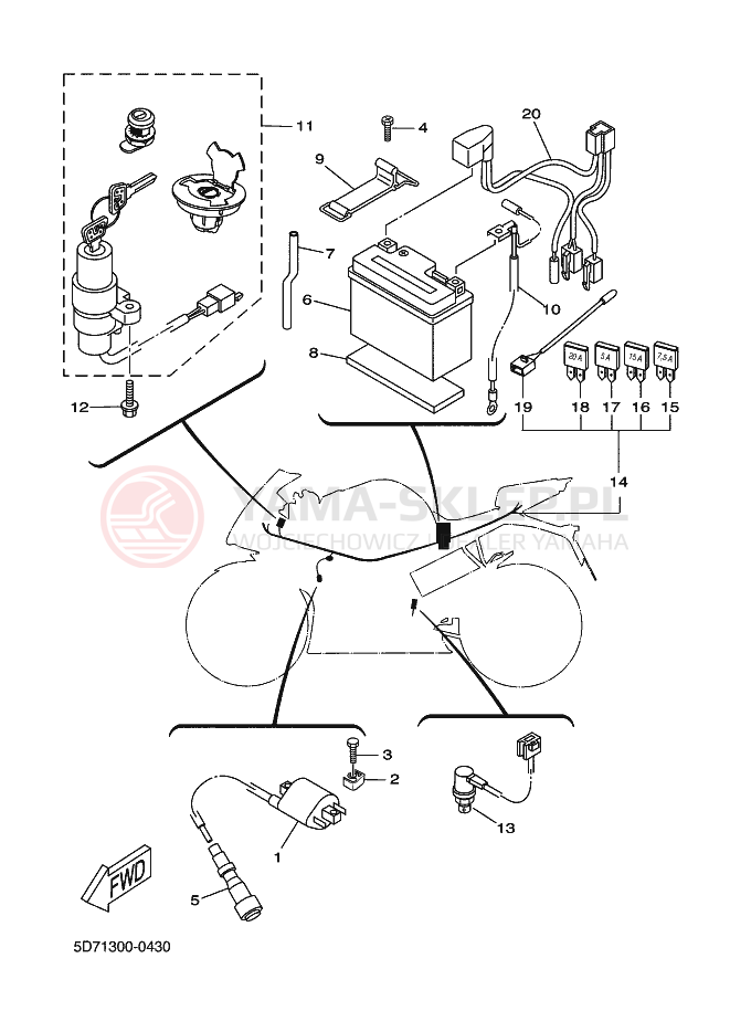 Schemat "układ elektryczny" do Yamaha R125