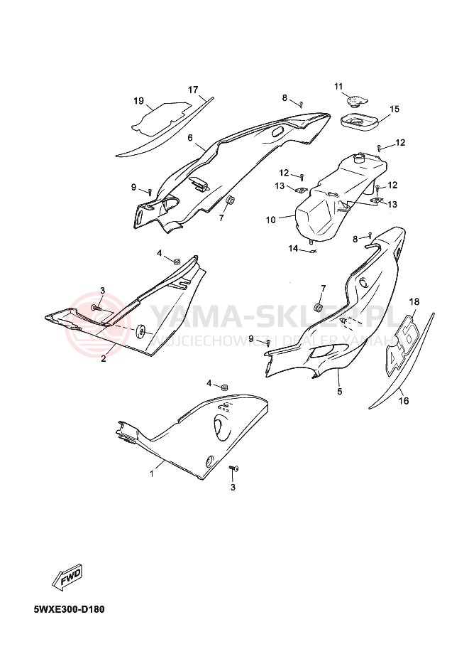 Schemat "Pokrywa boczna" do Yamaha TZR50