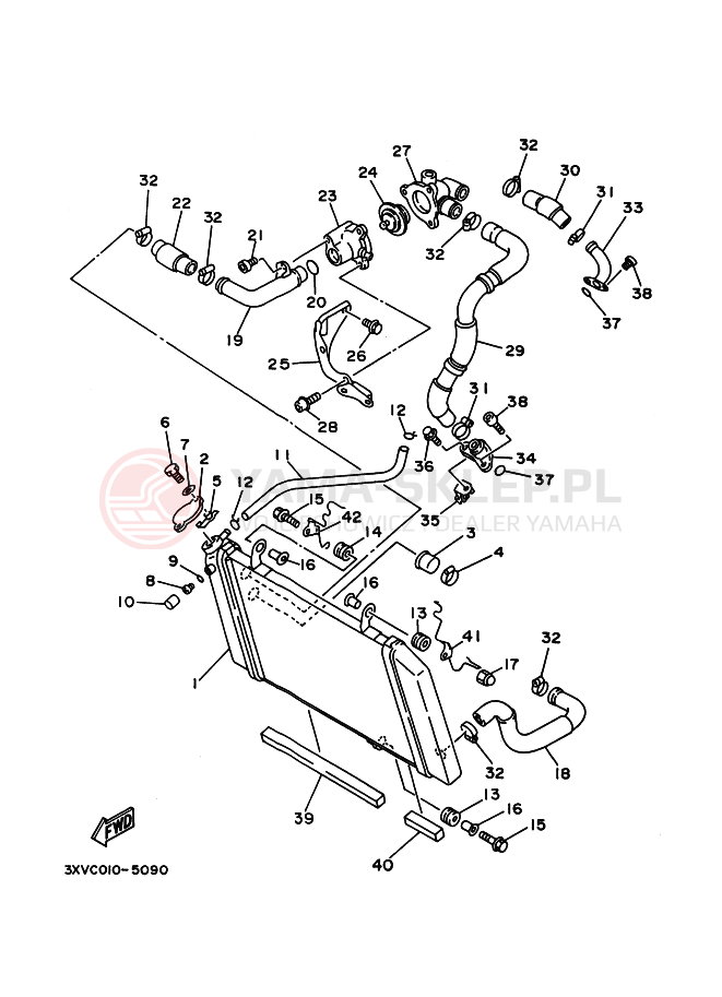 Schemat "Układ chlodzenia" do Yamaha TZR250RS