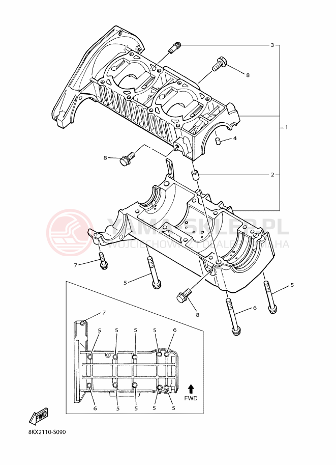Schemat "Obudowa silnika" do Yamaha VK540V