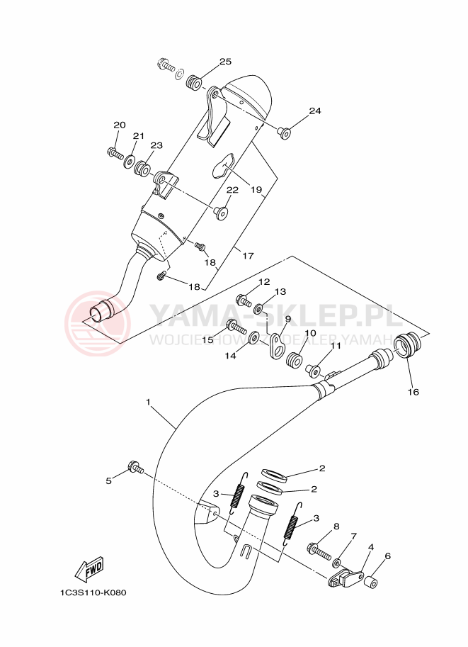Schemat "Wydech końcowy" do Yamaha YZ125
