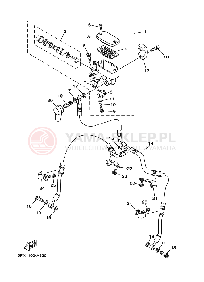 Schemat "Pompa hamulcowa przednia" do Yamaha XV1700PC XV17PC XV17PCP ROAD STAR WARRIOR