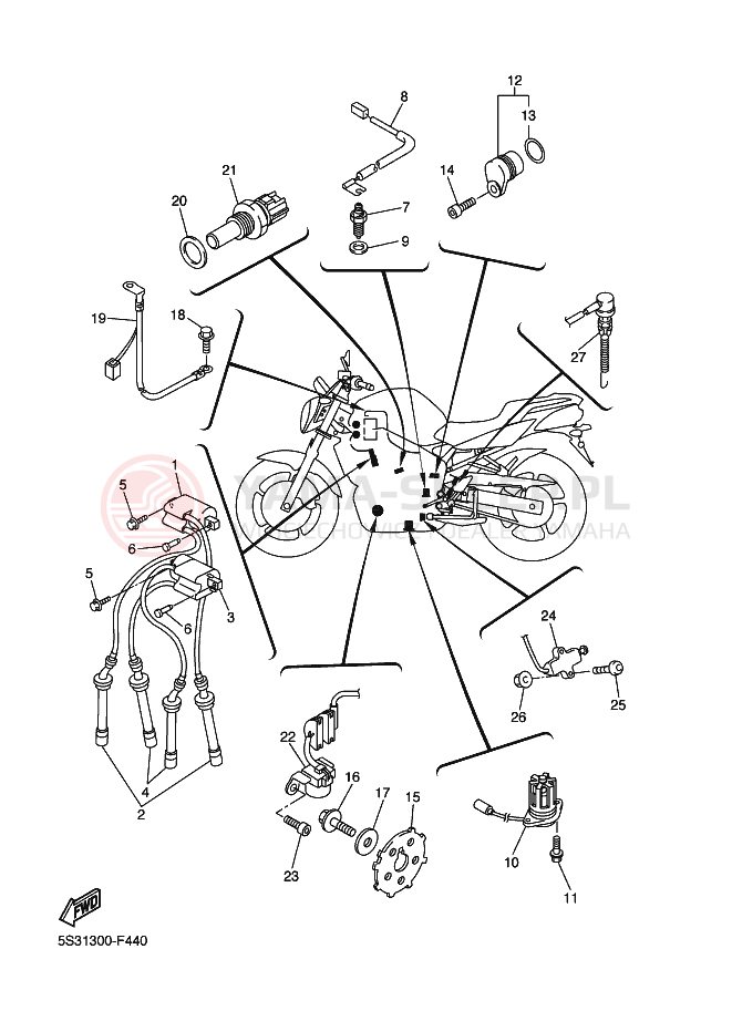 Schemat "układ elektryczny" do Yamaha FZ6