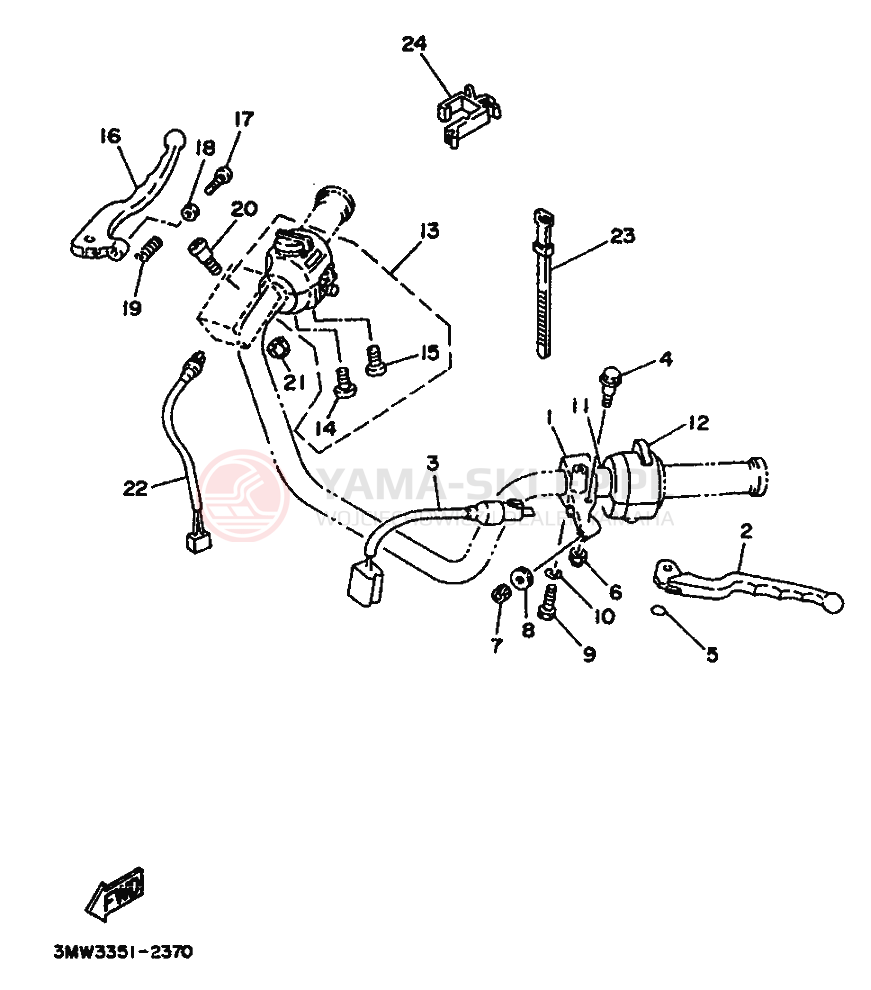 Schemat "Kierownica i osprzęt" do Yamaha SR125