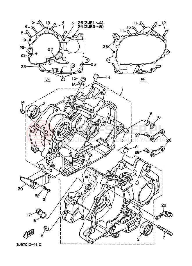 Schemat "Obudowa silnika" do Yamaha XV400 VIRAGO