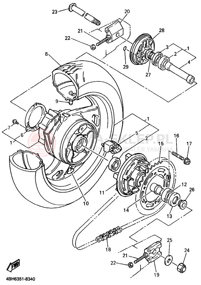 Schemat "Koło tył" do Yamaha GTS1000
