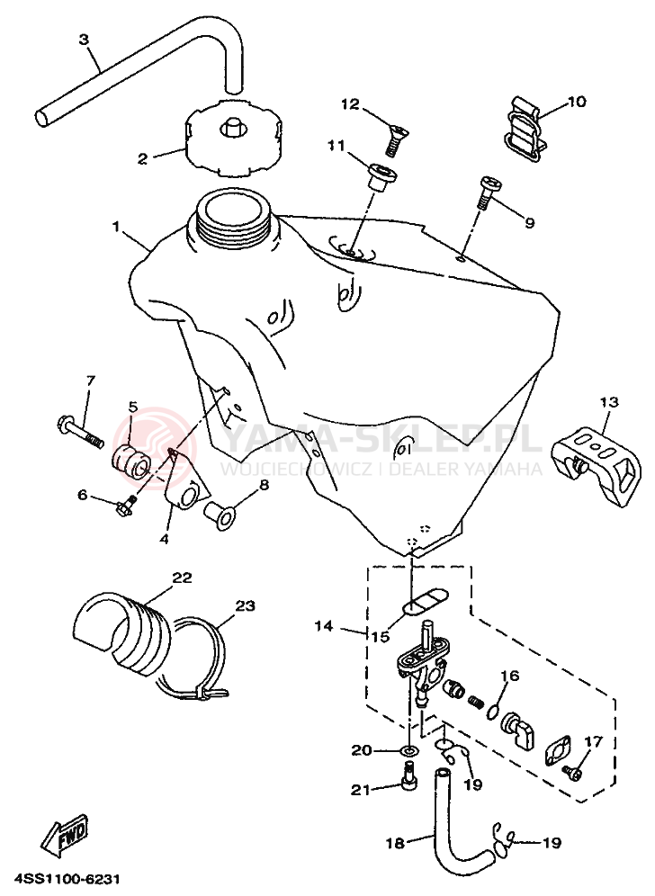 Schemat "zbiornik paliwa" do Yamaha YZ250
