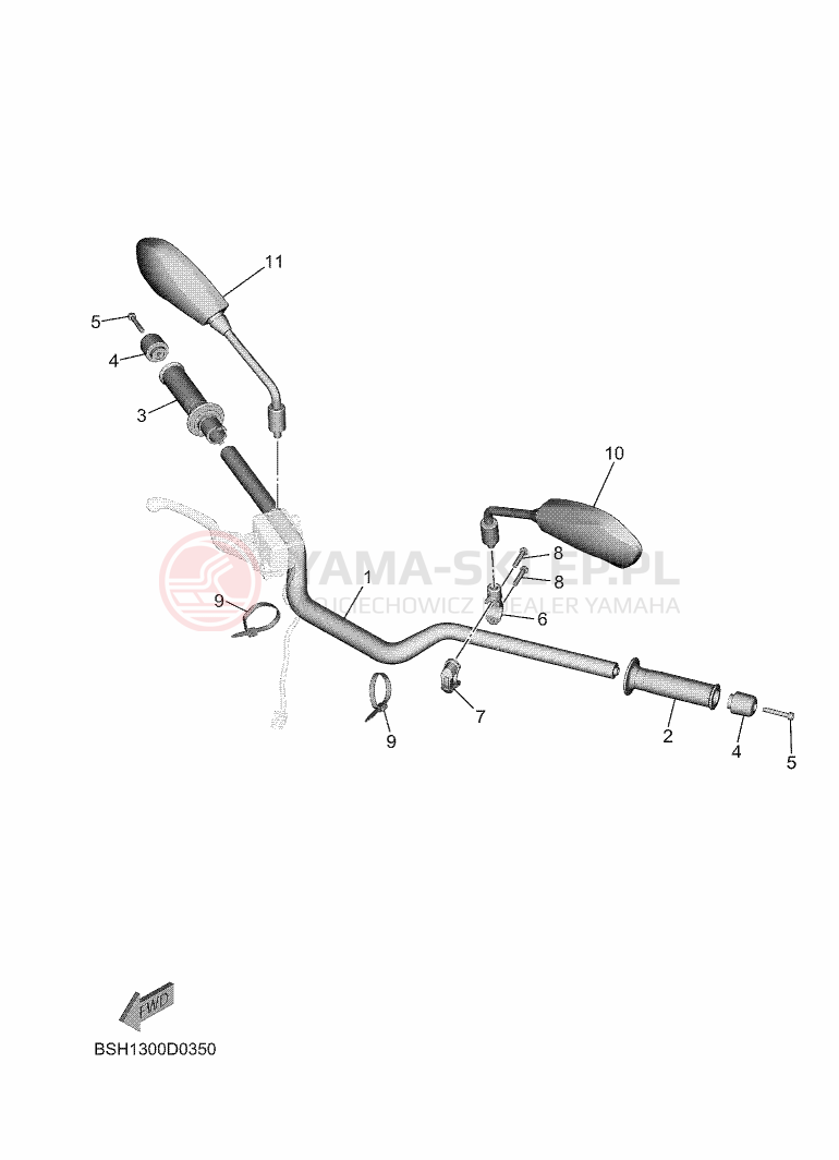 Schemat "Kierownica i osprzęt" do Yamaha MT-07 Y-AMT