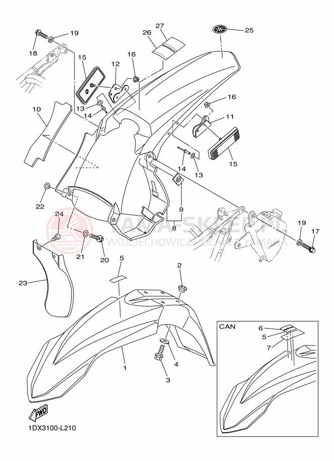 Schemat "błotnik" do Yamaha WR450F
