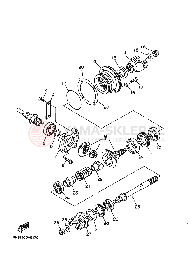 Schemat "PRZEKŁADNIA POŚREDNIA" do Yamaha YFM350FW-X