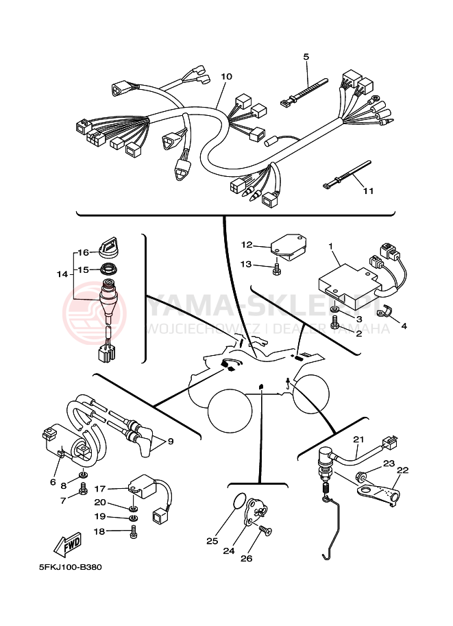 Schemat "układ elektryczny" do Yamaha BANSHEE
