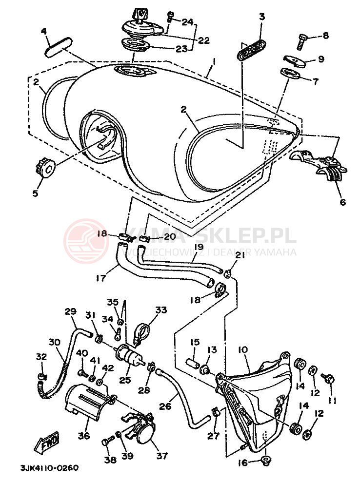 Schemat "zbiornik paliwa" do Yamaha XV1100 VIRAGO