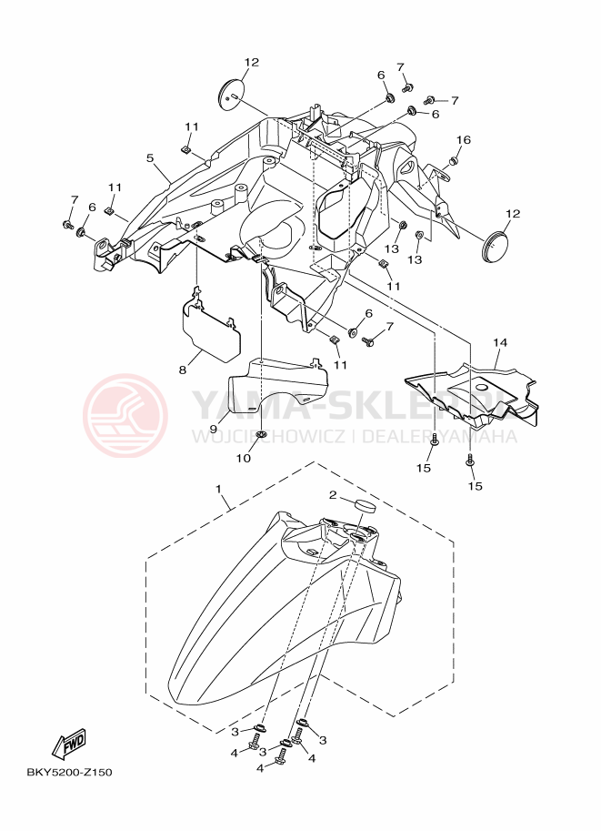 Schemat "błotnik" do Yamaha RAYZR