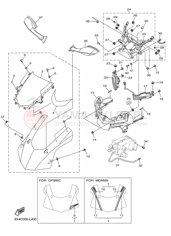 Schemat "elementy nadwozia" do Yamaha YZF-R1