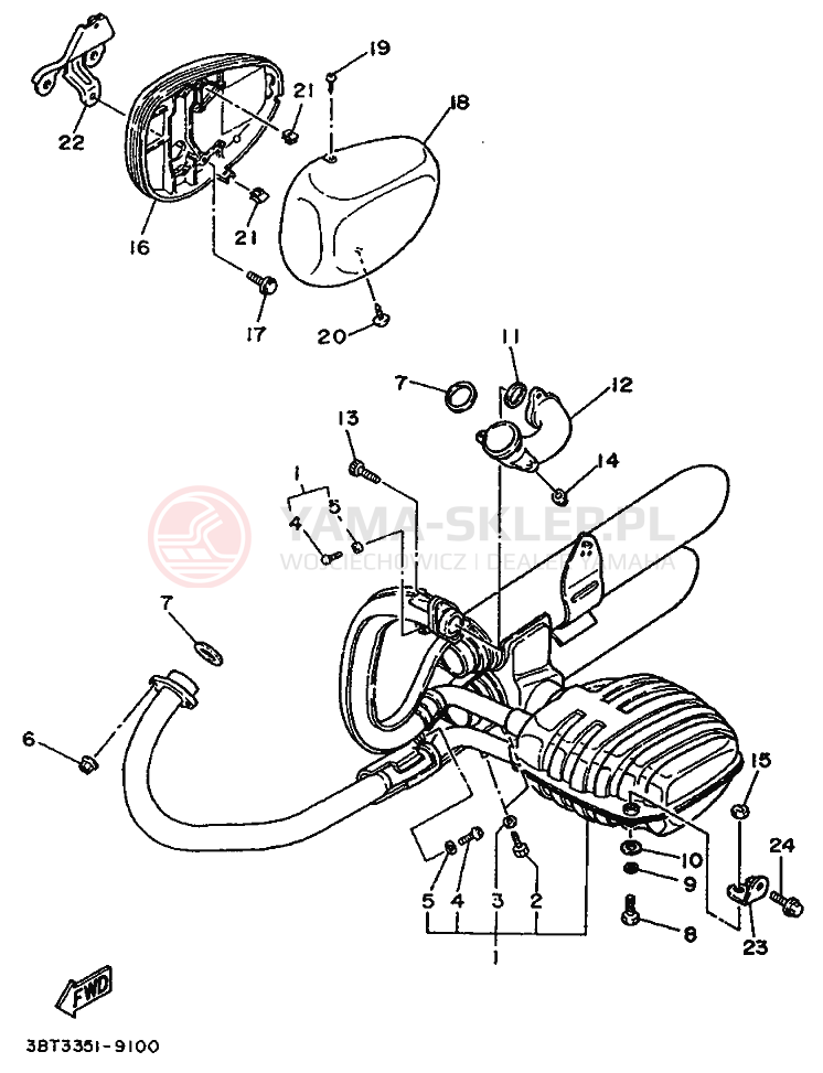 Schemat "Wydech końcowy" do Yamaha XV535S VIRAGO