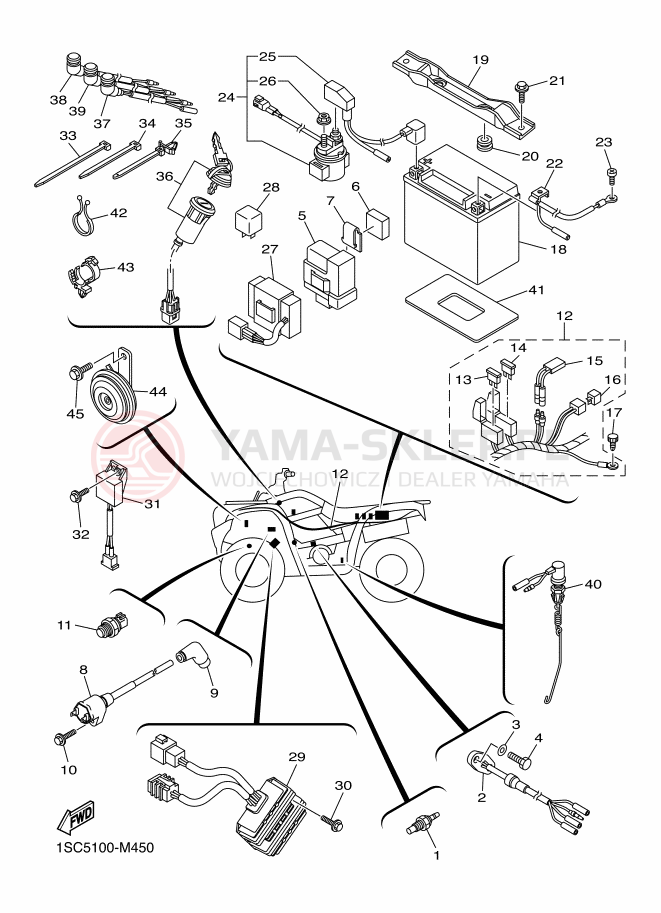 Schemat "układ elektryczny" do Yamaha YFM300