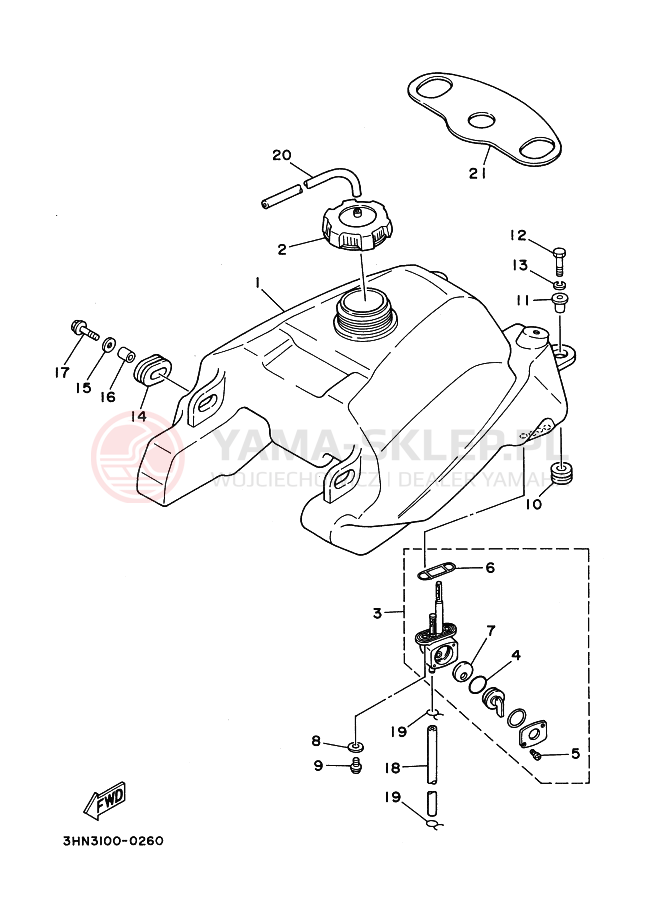 Schemat "zbiornik paliwa" do Yamaha BIG BEAR 350