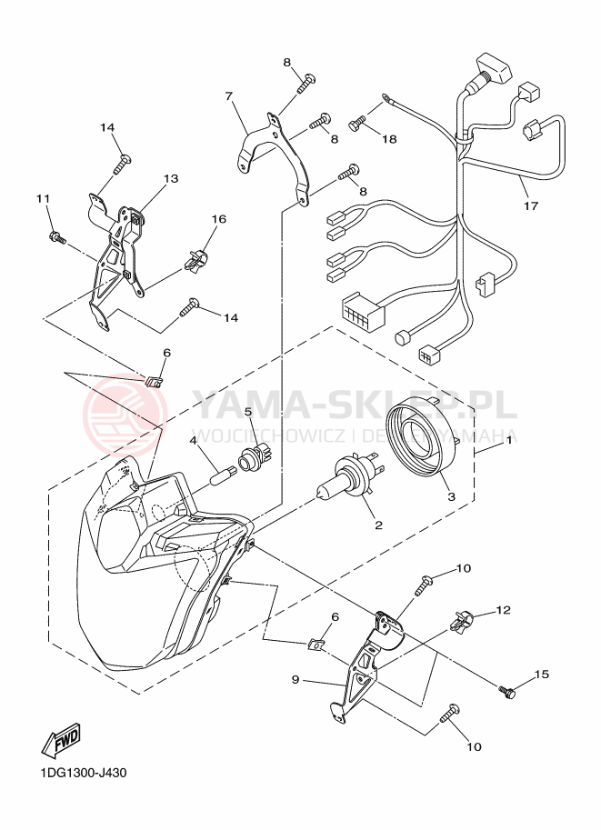 Schemat "Lampa przód" do Yamaha XJ6 DIVERSION F ABS