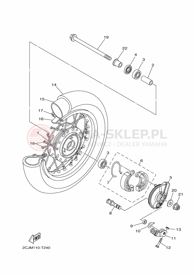 Schemat "Koło przód" do Yamaha TT-R50E