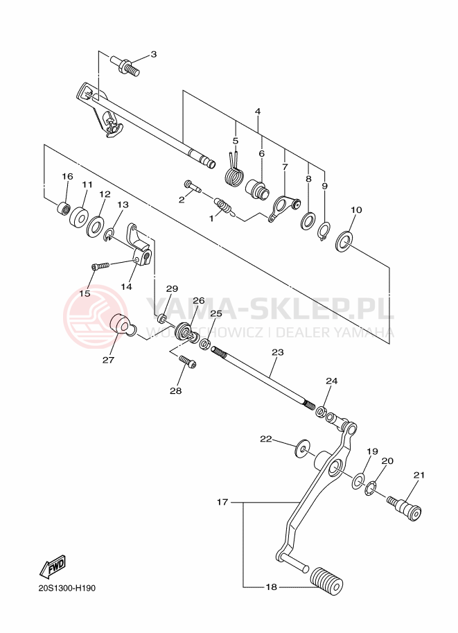 Schemat "Dźwignia zmiany biegów, wałek" do Yamaha XJ6