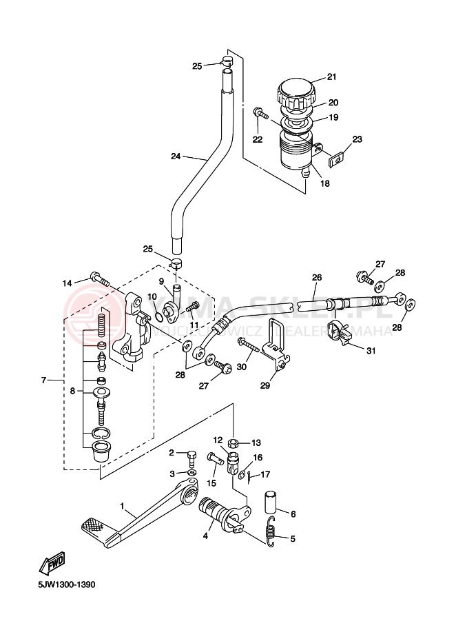 Schemat "Pompa hamulcowa tył" do Yamaha FJR1300