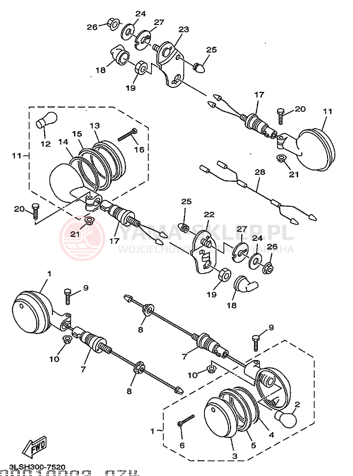 Schemat "kierunkowskazy" do Yamaha XV250S