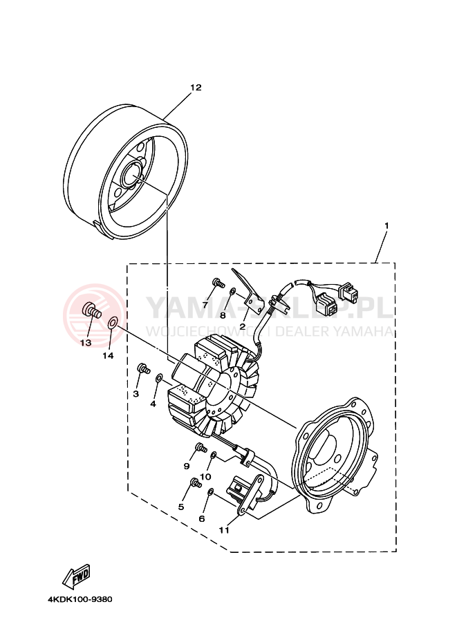 Schemat "prądnica" do Yamaha YFB250FW