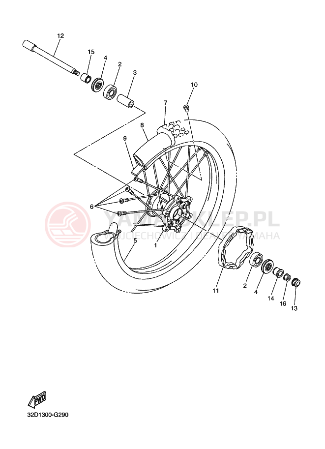 Schemat "Koło przód" do Yamaha WR250R