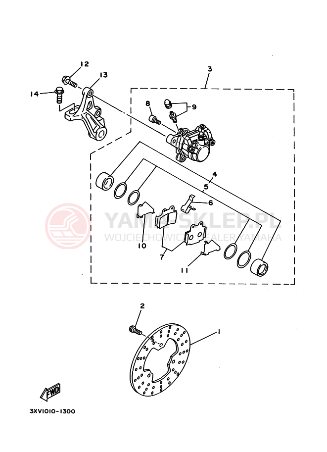 Schemat "Zacisk hamulcowy tylny" do Yamaha TZR250RS