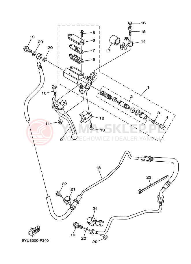 Schemat "Pompa hamulcowa przednia" do Yamaha MT01