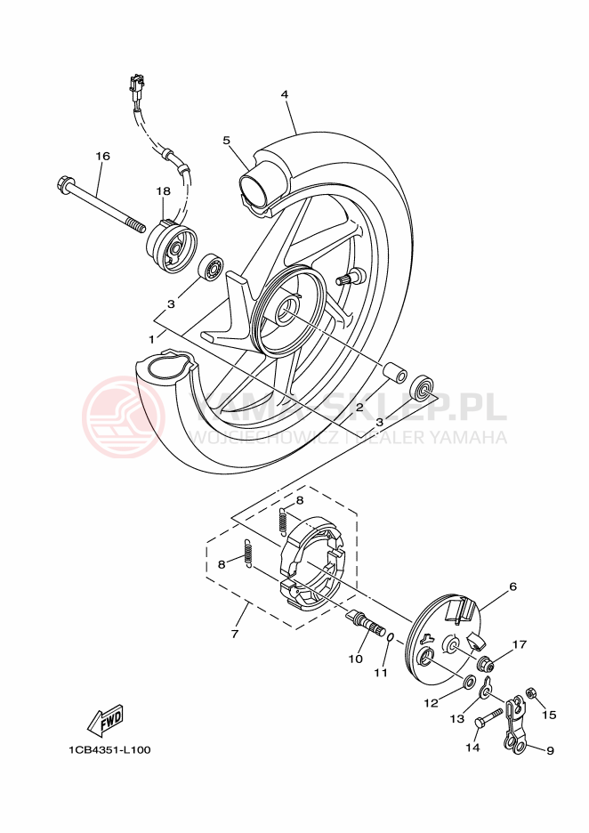 Schemat "Koło przód" do Yamaha EC-03